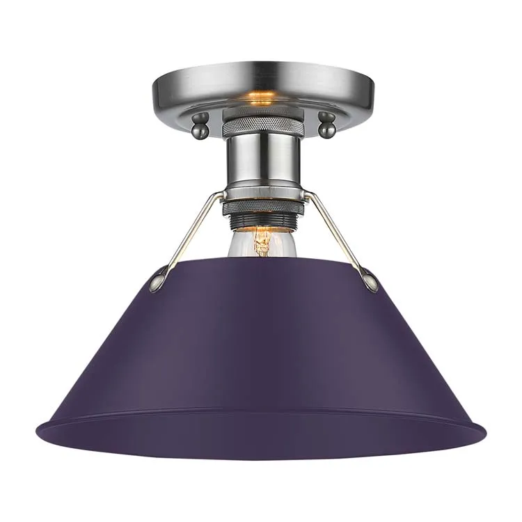 Yep by Golden Lighting Orwell 1-light Flush Mount in Pewter and Exotic Purple shade — Golden Lighting LED Ceiling Lights 100.0W 