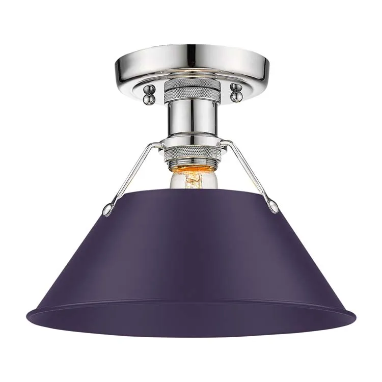 Yep by Golden Lighting Orwell 1-light Flush Mount in Chrome and Exotic Purple shade — Golden Lighting LED Ceiling Lights  