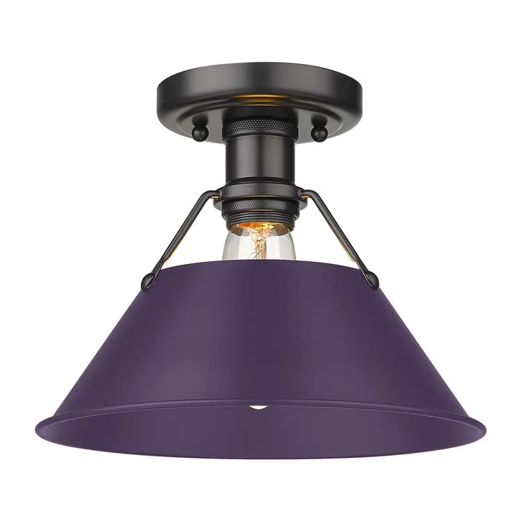 Yep by Golden Lighting Orwell 1-light Flush Mount in Matte Black and Exotic Purple shade — Golden Lighting LED Ceiling Lights  