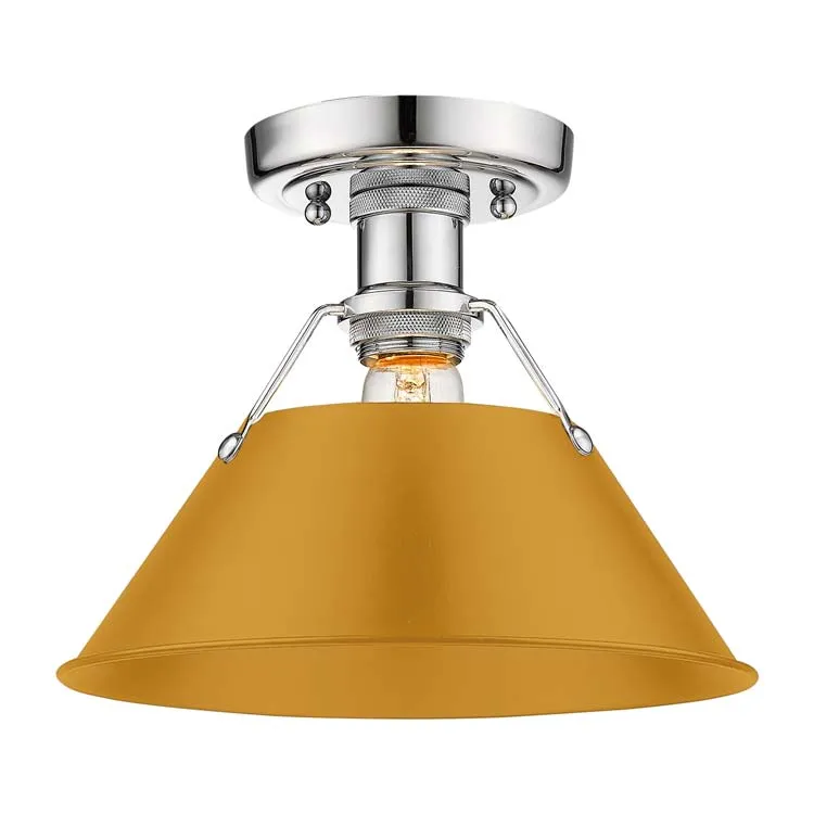 Yep by Golden Lighting Orwell 1-light Flush Mount in Chrome and Auric Yellow shade — Golden Lighting LED Ceiling Lights  