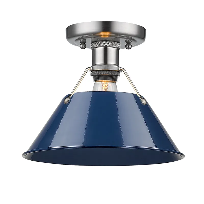 Yep by Golden Lighting Orwell 1-light Flush Mount in Pewter and Navy Blue shade — Golden Lighting LED Ceiling Lights 100.0W 