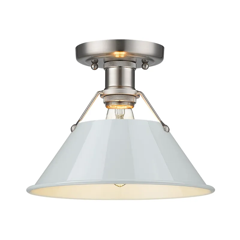 Yep by Golden Lighting Orwell 1-light Flush Mount in Pewter and Dusky Blue shade — Golden Lighting LED Ceiling Lights 100.0W 