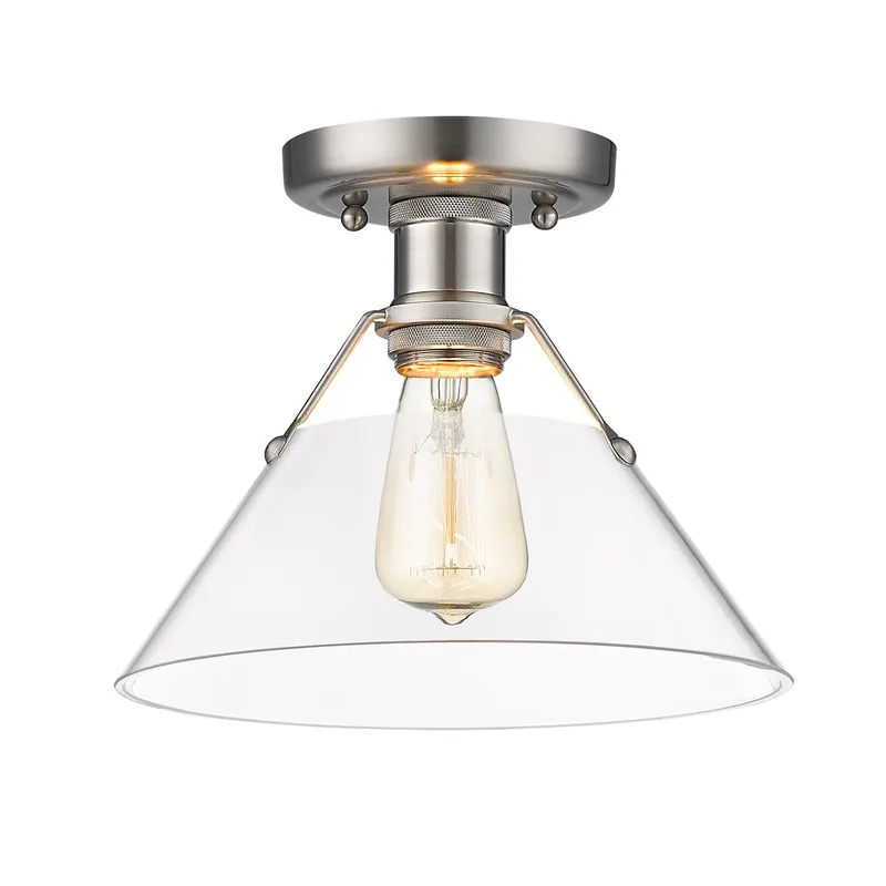 Yep by Golden Lighting Orwell 1-light Flush Mount in Pewter and Clear Glass — Golden Lighting LED Ceiling Lights 100.0W 