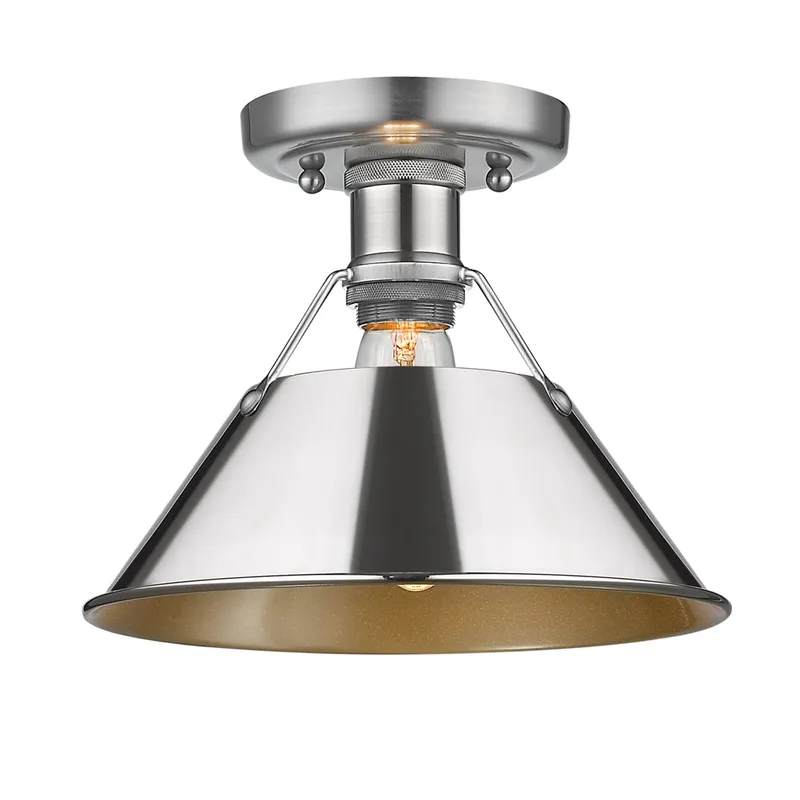 Yep by Golden Lighting Orwell 1-light Flush Mount in Pewter and Chrome shade — Golden Lighting LED Ceiling Lights  