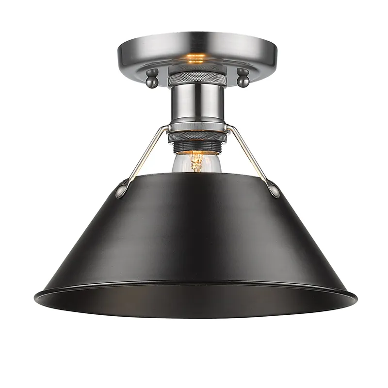 Yep by Golden Lighting Orwell 1-light Flush Mount in Pewter and Matte Black shade — Golden Lighting LED Ceiling Lights  