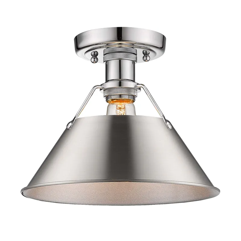 Yep by Golden Lighting Orwell 1-light Flush Mount in Chrome and Pewter shade — Golden Lighting LED Ceiling Lights  