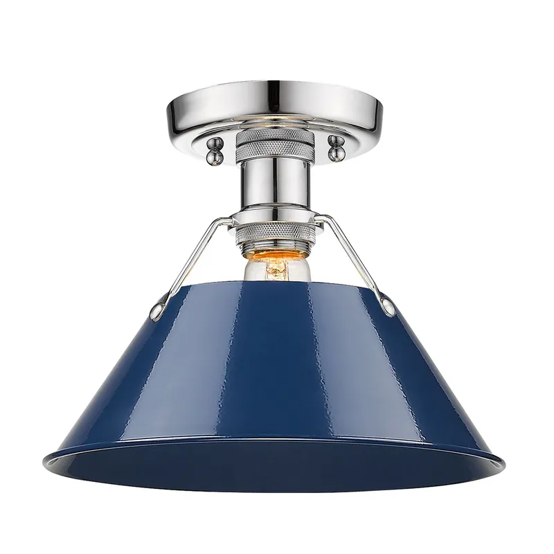 Yep by Golden Lighting Orwell 1-light Flush Mount in Chrome and Navy Blue shade — Golden Lighting LED Ceiling Lights  