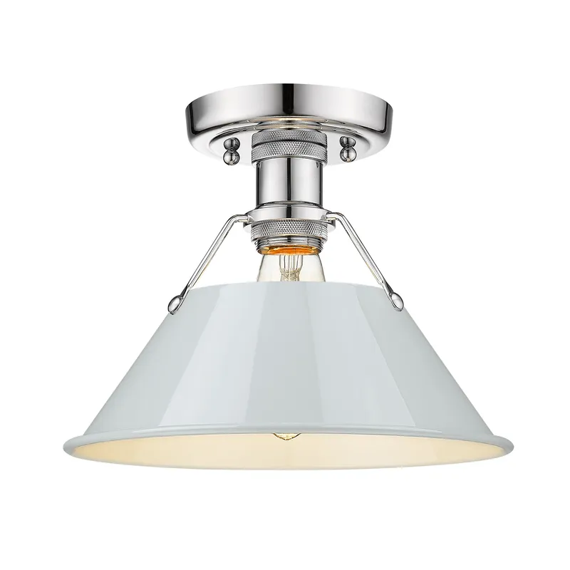 Yep by Golden Lighting Orwell 1-light Flush Mount in Chrome and Dusky Blue shade — Golden Lighting LED Ceiling Lights  