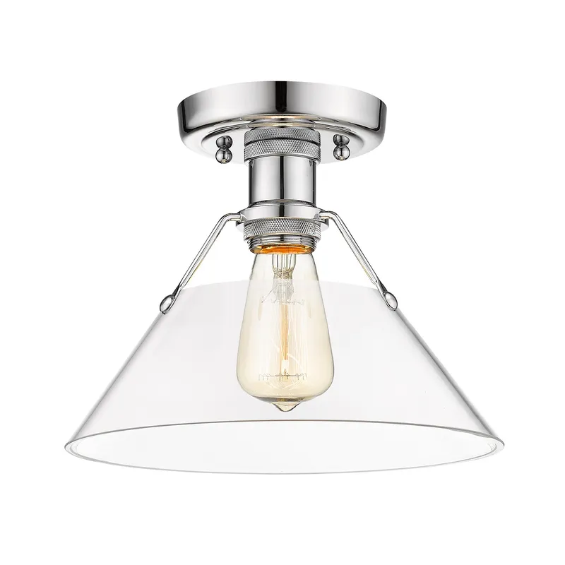 Yep by Golden Lighting Orwell 1-light Flush Mount in Chrome and Clear Glass — Golden Lighting LED Ceiling Lights  