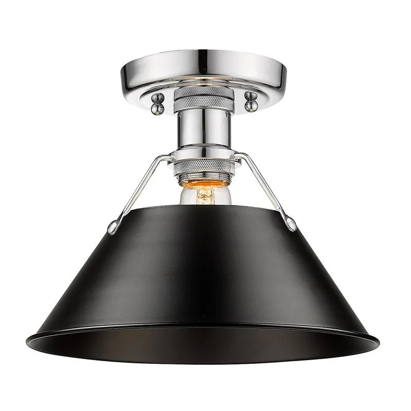 Yep by Golden Lighting Orwell 1-light Flush Mount in Chrome and Matte Black shade — Golden Lighting LED Ceiling Lights  