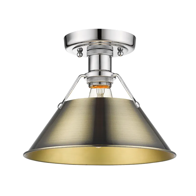 Yep by Golden Lighting Orwell 1-light Flush Mount in Chrome and Aged Brass shade — Golden Lighting LED Ceiling Lights  