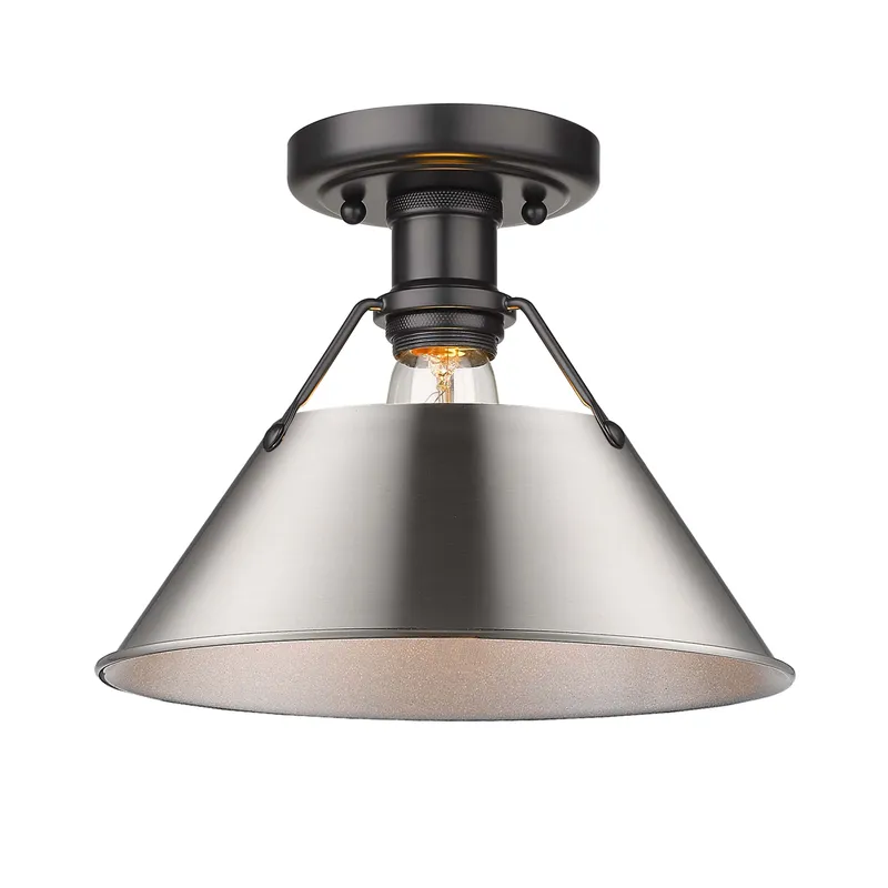 Yep by Golden Lighting Orwell 1-light Flush Mount in Matte Black and Pewter shade — Golden Lighting LED Ceiling Lights  