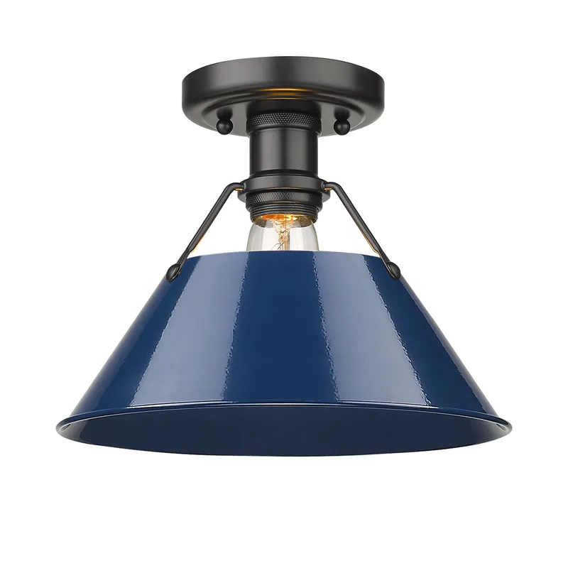 Yep by Golden Lighting Orwell 1-light Flush Mount in Matte Black and Navy Blue shade — Golden Lighting LED Ceiling Lights  