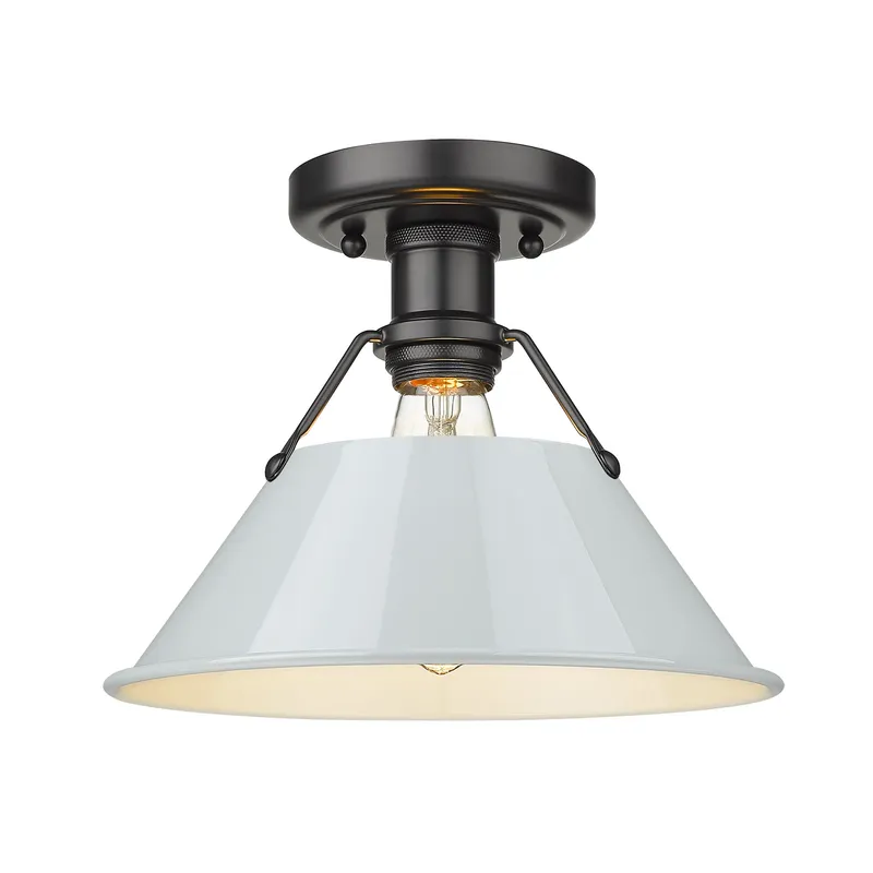 Yep by Golden Lighting Orwell 1-light Flush Mount in Matte Black and Dusky Blue shade — Golden Lighting LED Ceiling Lights  
