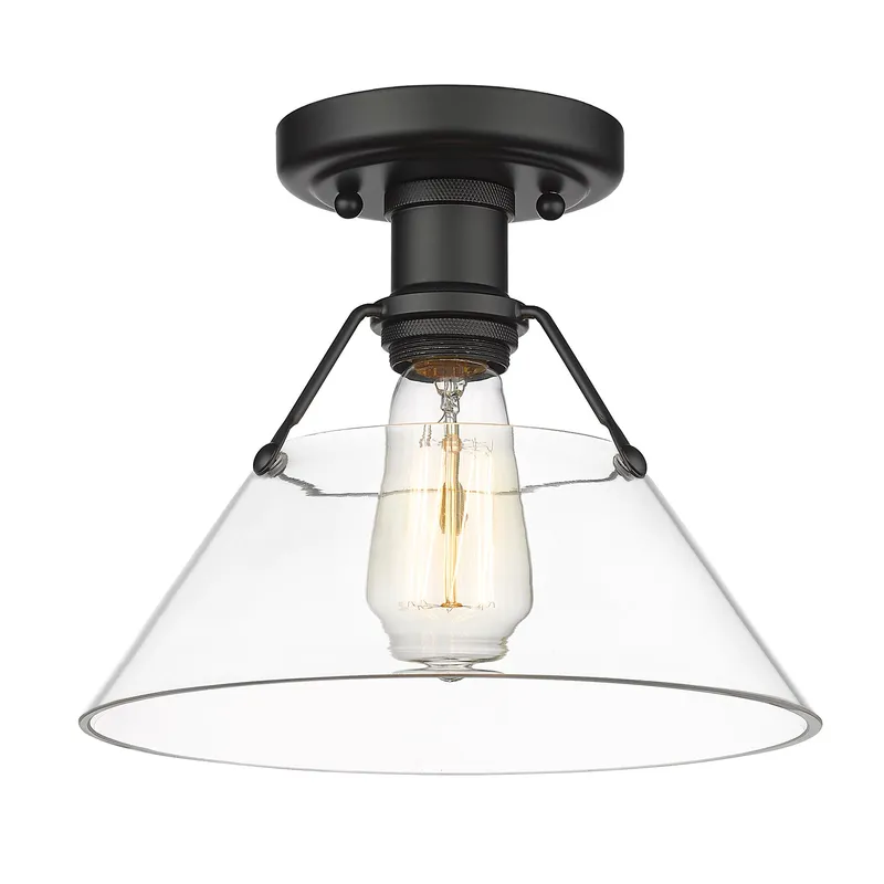 Yep by Golden Lighting Orwell 1-light Flush Mount in Matte Black and Clear Glass — Golden Lighting LED Ceiling Lights 100.0W 