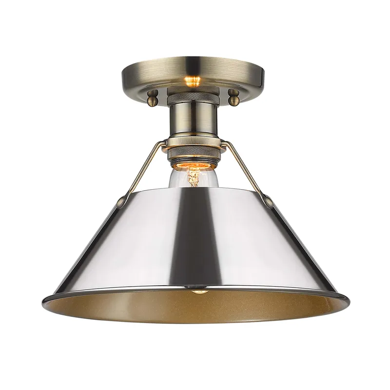 Yep by Golden Lighting Orwell 1-light Flush Mount in Aged Brass and Chrome shade — Golden Lighting LED Ceiling Lights  