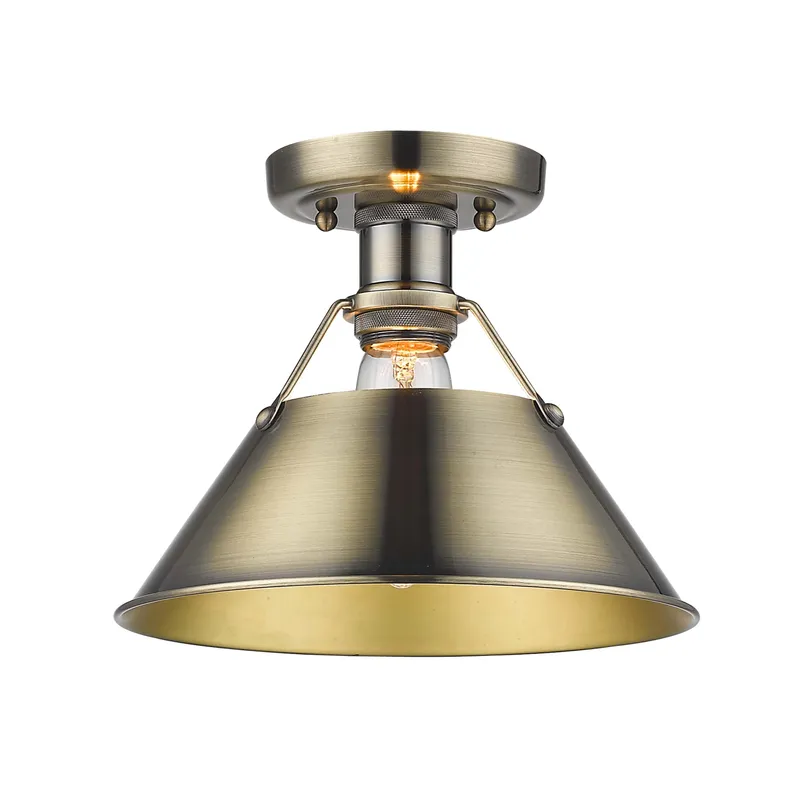 Yep by Golden Lighting Orwell 1-light Flush Mount in Aged Brass — Golden Lighting LED Ceiling Lights  
