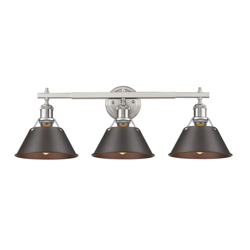 Yep by Golden Lighting Orwell 3-light Vanity in Pewter and Rubbed Bronze shade — Golden Lighting LED Wall Lights  