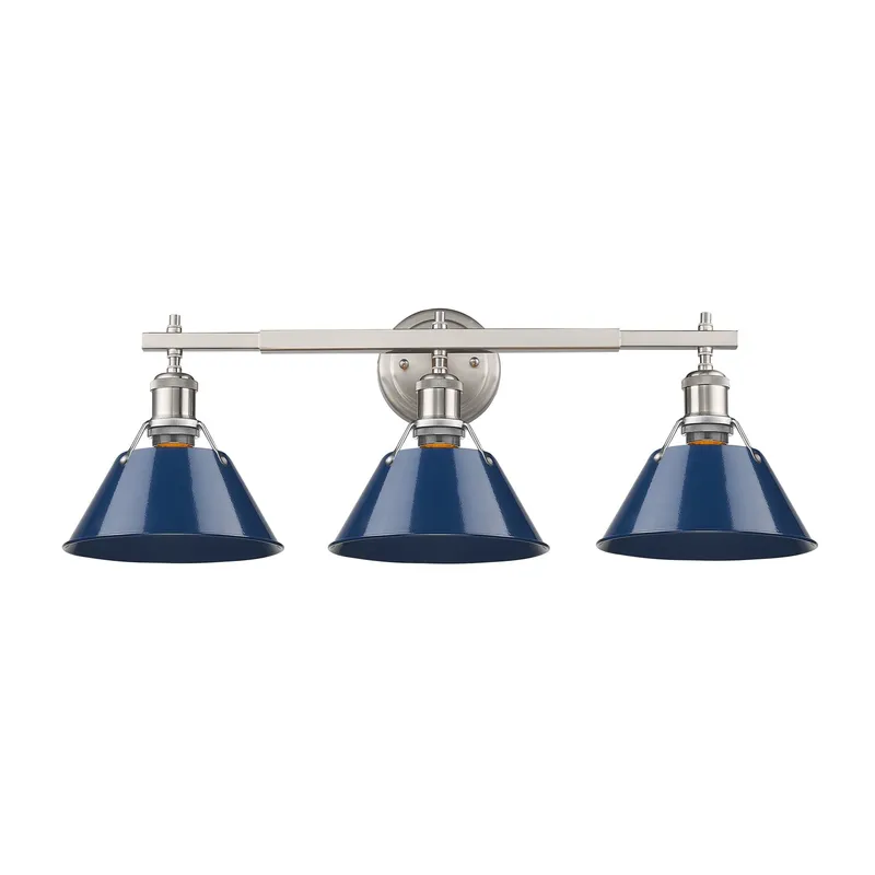Yep by Golden Lighting Orwell 3-light Vanity in Pewter and Navy Blue shade — Golden Lighting LED Wall Lights  