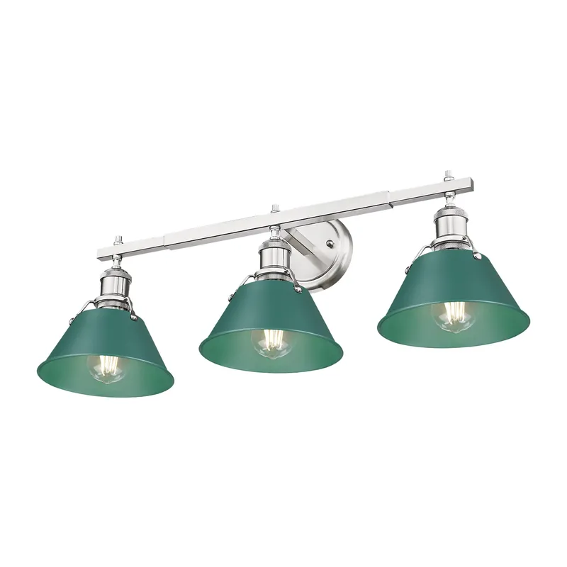 Yep by Golden Lighting Orwell 3-light Vanity in Pewter and Pine Green shade — Golden Lighting LED Wall Lights  