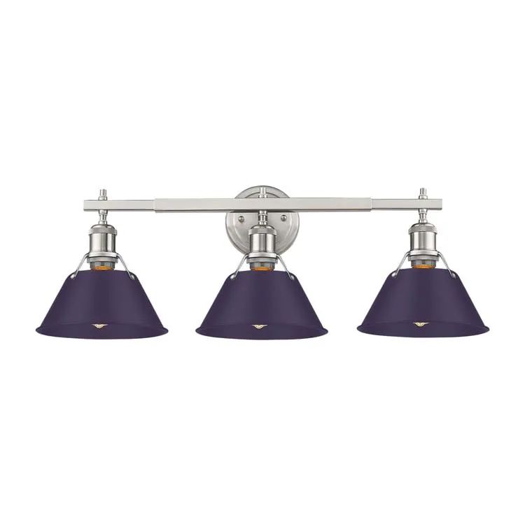 Yep by Golden Lighting Orwell 3-light Vanity in Pewter and Exotic Purple shade — Golden Lighting LED Wall Lights  