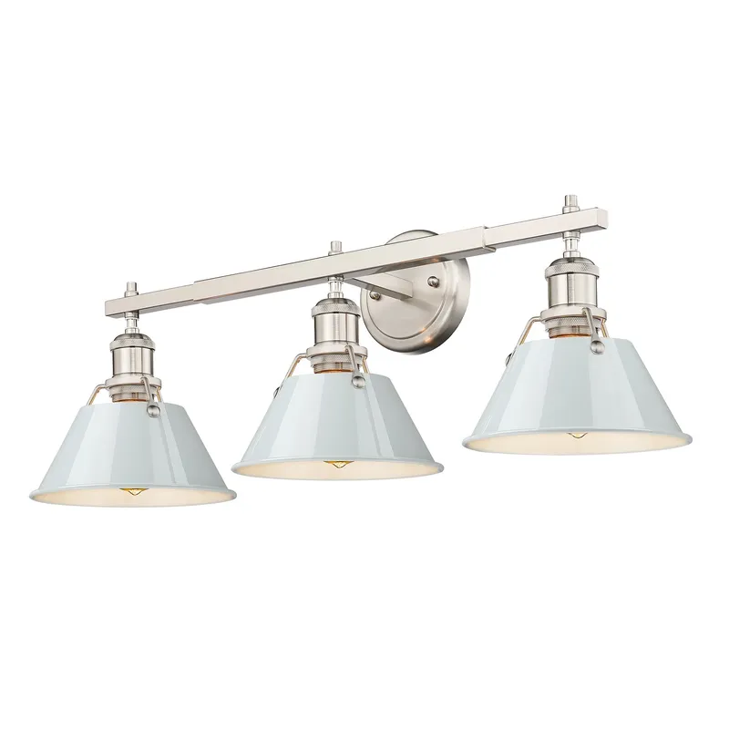 Yep by Golden Lighting Orwell 3-light Vanity in Pewter and Dusky Blue shade — Golden Lighting LED Wall Lights  