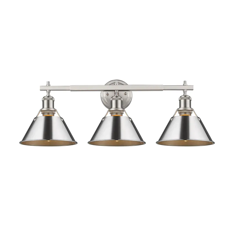 Yep by Golden Lighting Orwell 3-light Vanity in Pewter and Chrome shade — Golden Lighting LED Wall Lights  