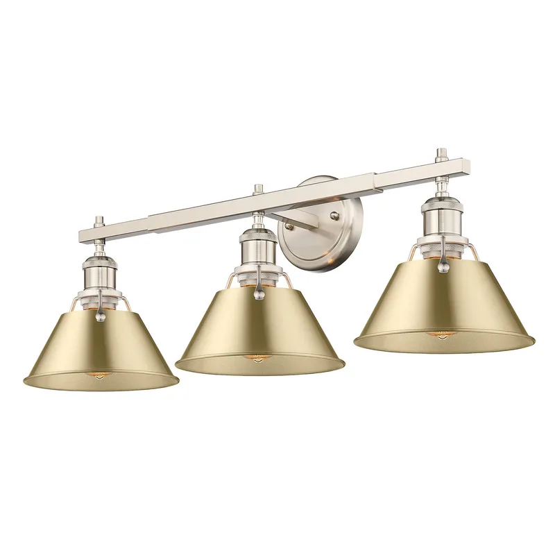 Yep by Golden Lighting Orwell 3-light Vanity in Pewter and Brushed Champagne Brass shade — Golden Lighting LED Wall Lights 100.0W 