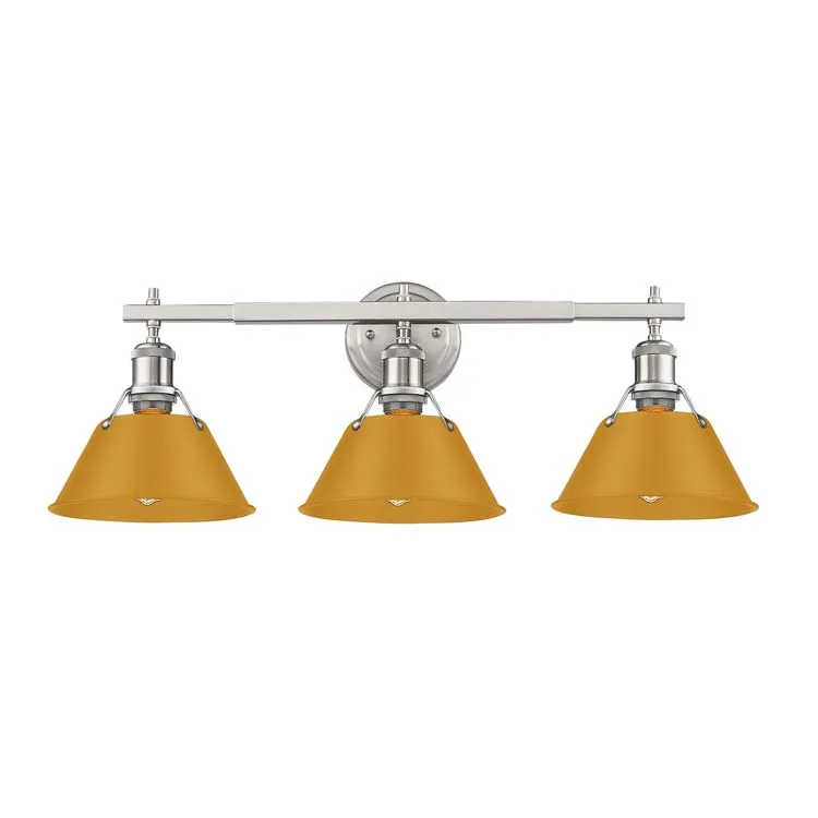 Yep by Golden Lighting Orwell 3-light Vanity in Pewter and Auric Yellow shade — Golden Lighting LED Wall Lights 100.0W 