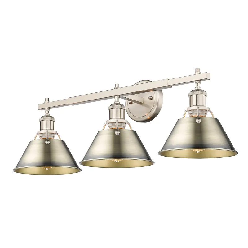 Yep by Golden Lighting Orwell 3-light Vanity in Pewter and Aged Brass shade — Golden Lighting LED Wall Lights  