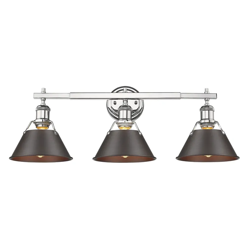 Yep by Golden Lighting Orwell 3-light Vanity in Chrome and Rubbed Bronze shade — Golden Lighting LED Wall Lights  
