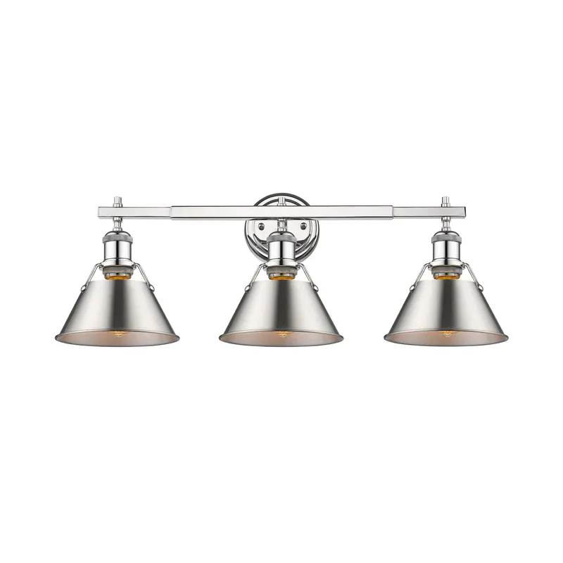 Yep by Golden Lighting Orwell 3-light Vanity in Chrome and Pewter shade — Golden Lighting LED Wall Lights  