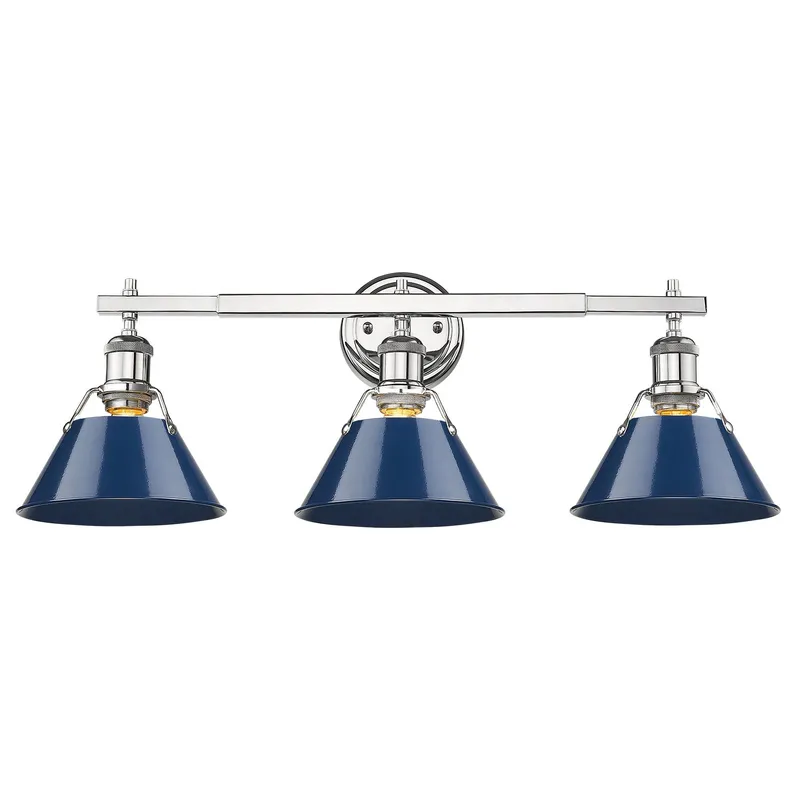 Yep by Golden Lighting Orwell 3-light Vanity in Chrome and Navy Blue shade — Golden Lighting LED Wall Lights  