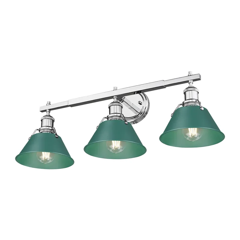 Yep by Golden Lighting Orwell 3-light Vanity in Chrome and Pine Green shade — Golden Lighting LED Wall Lights  