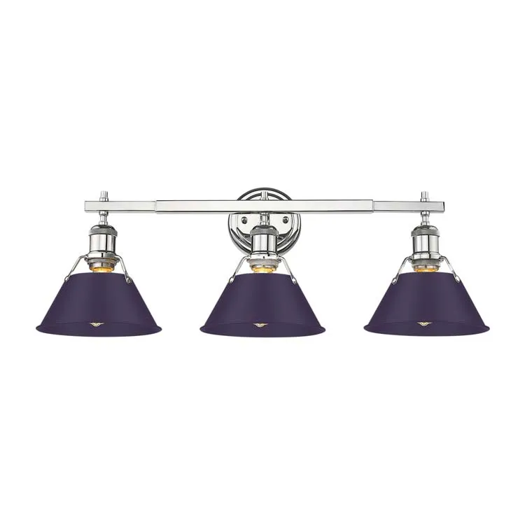 Yep by Golden Lighting Orwell 3-light Vanity in Chrome and Exotic Purple shade — Golden Lighting LED Wall Lights  