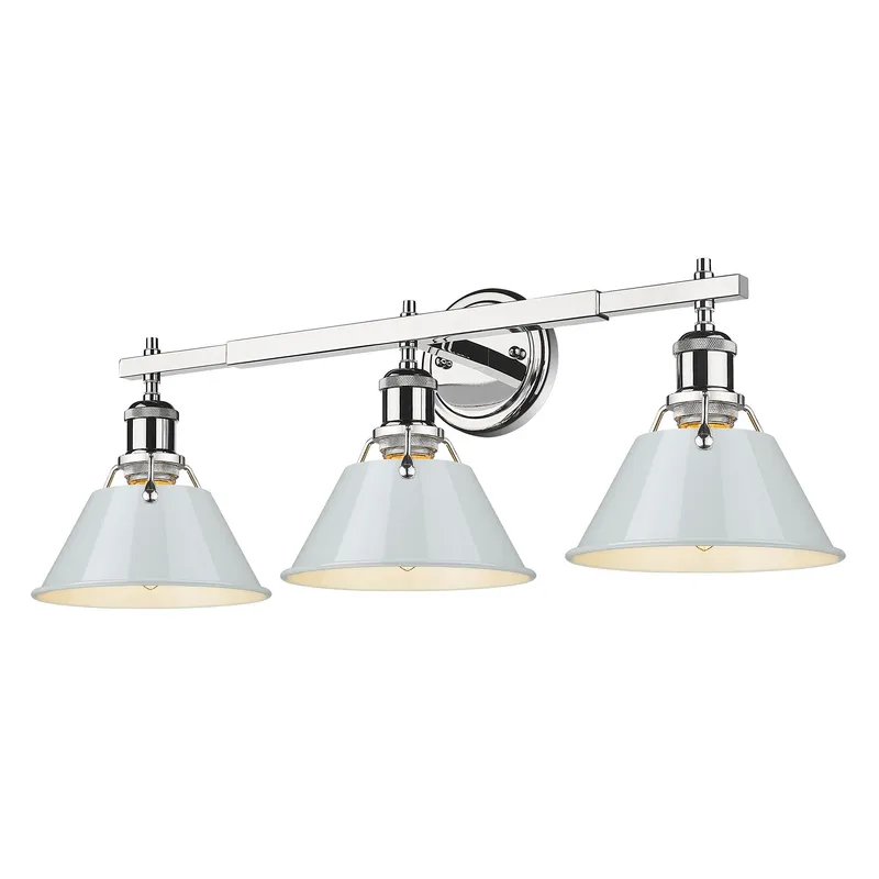 Yep by Golden Lighting Orwell 3-light Vanity in Chrome and Dusky Blue shade — Golden Lighting LED Wall Lights  