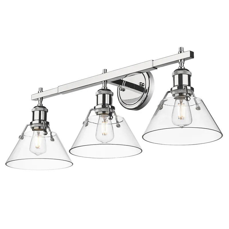 Yep by Golden Lighting Orwell 3-light Vanity in Chrome and Clear Glass — Golden Lighting LED Wall Lights  