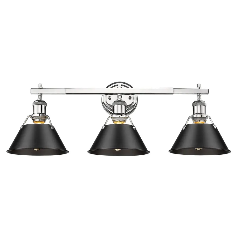 Yep by Golden Lighting Orwell 3-light Vanity in Chrome and Matte Black shade — Golden Lighting LED Wall Lights  
