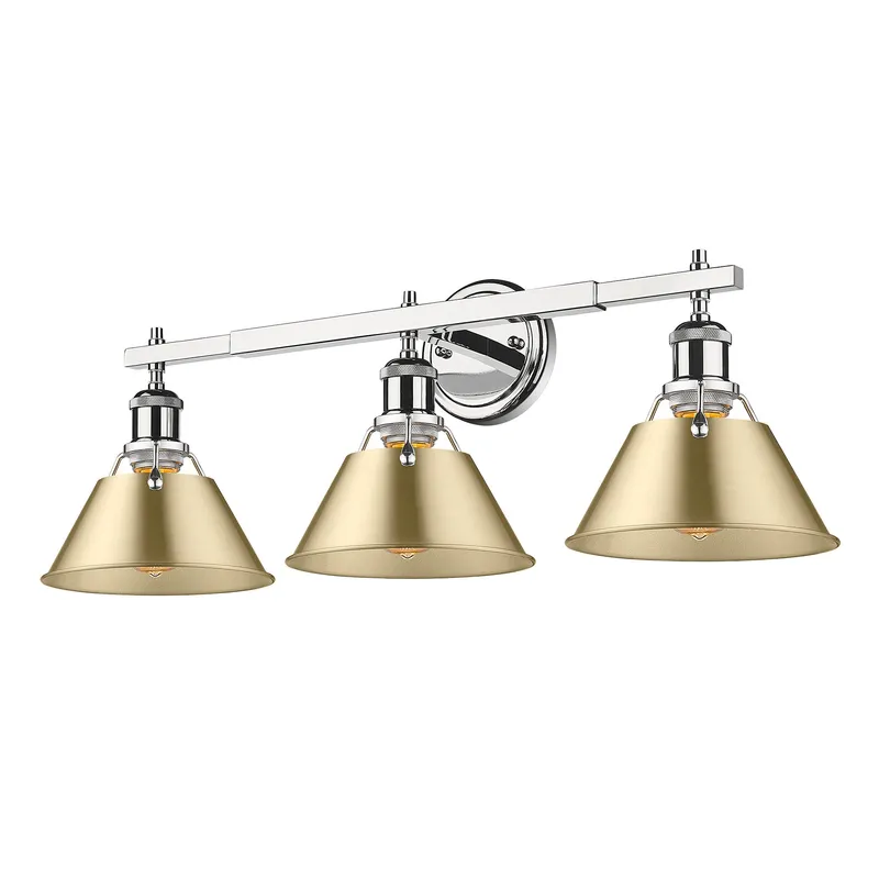 Yep by Golden Lighting Orwell 3-light Vanity in Chrome and Brushed Champagne Brass shade — Golden Lighting LED Wall Lights  