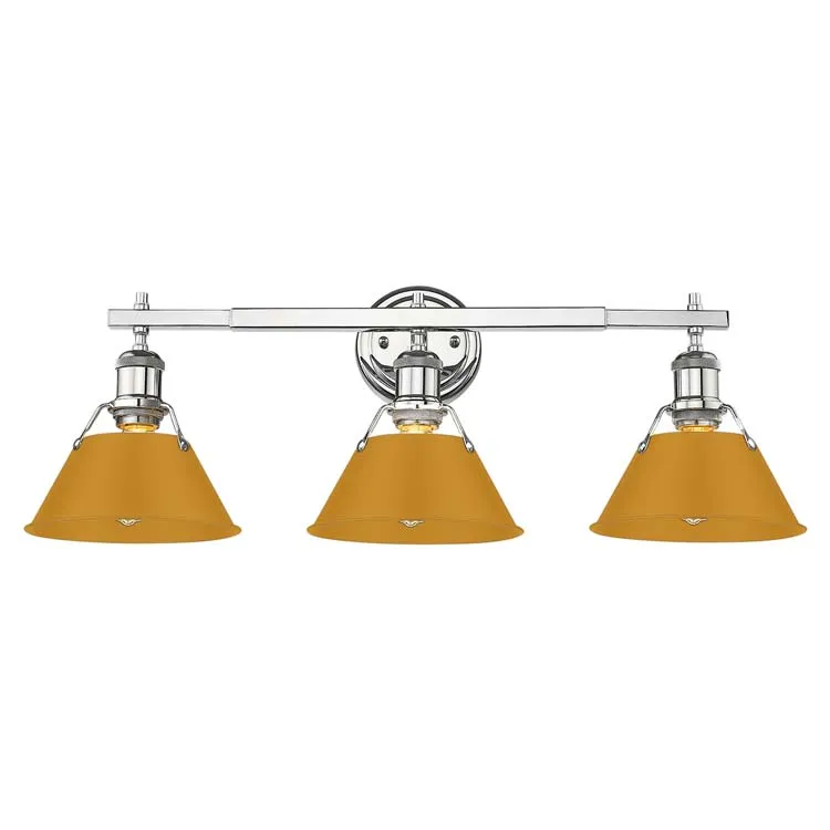 Yep by Golden Lighting Orwell 3-light Vanity in Chrome and Auric Yellow shade — Golden Lighting LED Wall Lights  