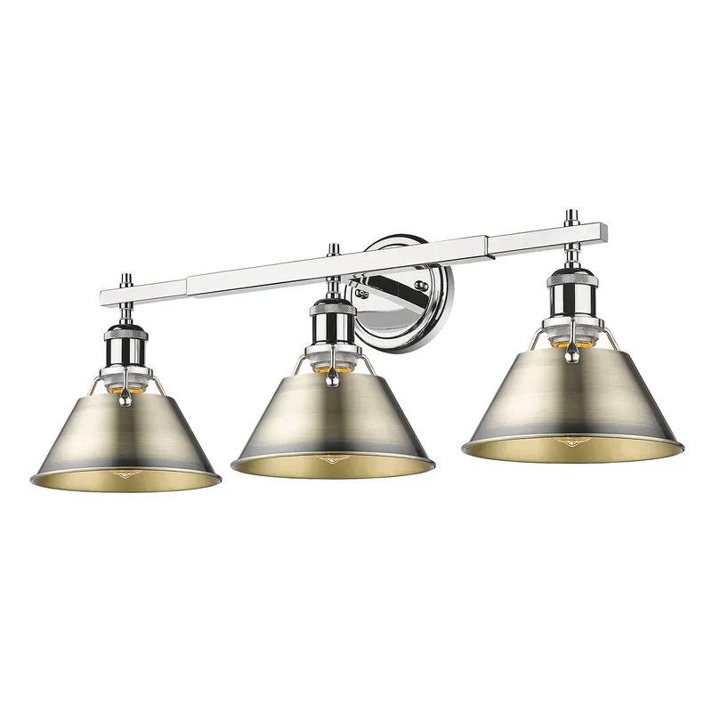 Yep by Golden Lighting Orwell 3-light Vanity in Chrome and Aged Brass shade — Golden Lighting LED Wall Lights  