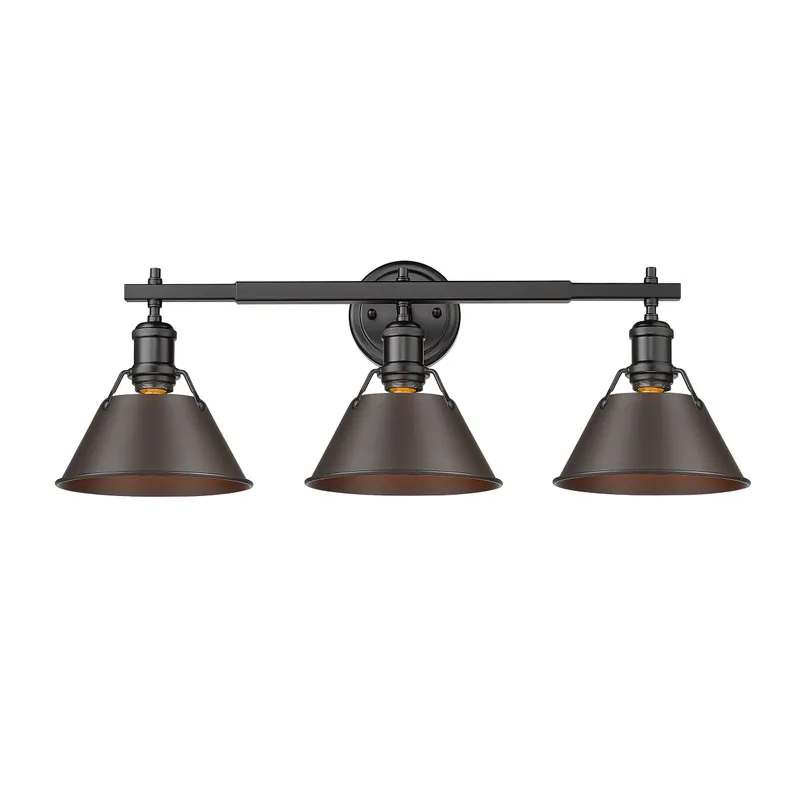 Yep by Golden Lighting Orwell 3-light Vanity in Matte Black and Rubbed Bronze shade — Golden Lighting LED Wall Lights  