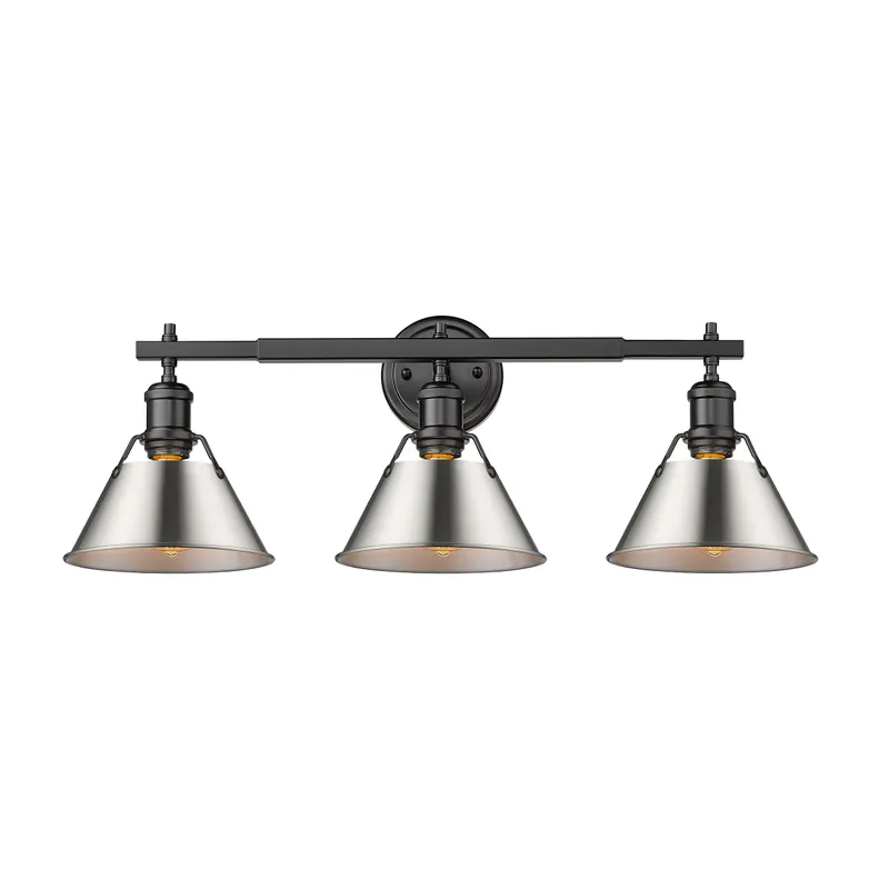 Yep by Golden Lighting Orwell 3-light Vanity in Matte Black and Pewter shade — Golden Lighting LED Wall Lights  