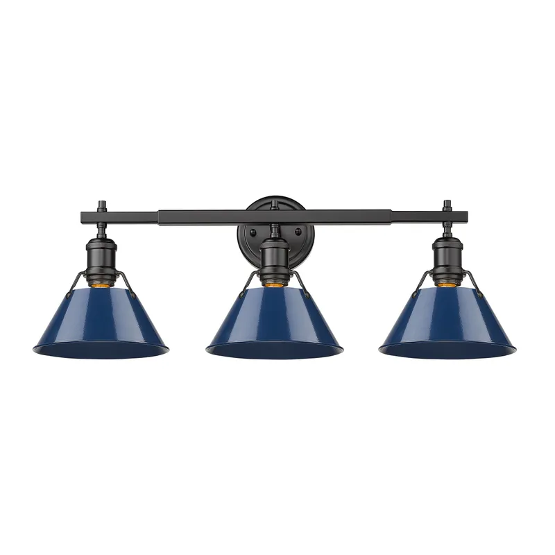 Yep by Golden Lighting Orwell 3-light Vanity in Matte Black and Navy Blue shade — Golden Lighting LED Wall Lights  