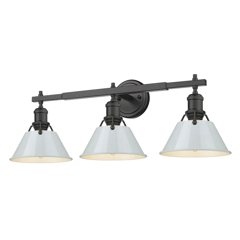 Yep by Golden Lighting Orwell 3-light Vanity in Matte Black and Dusky Blue shade — Golden Lighting LED Wall Lights  