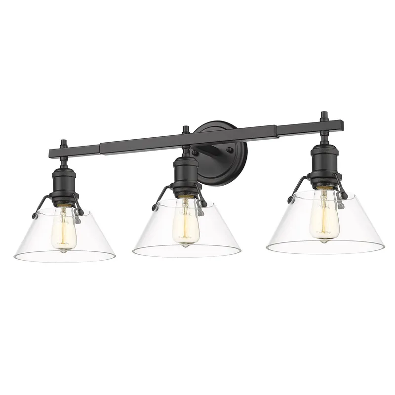 Yep by Golden Lighting Orwell 3-light Vanity in Matte Black and Clear Glass — Golden Lighting LED Wall Lights 100.0W 