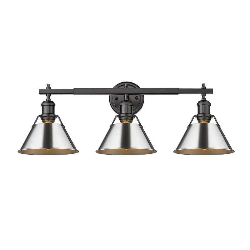 Yep by Golden Lighting Orwell 3-light Vanity in Matte Black and Chrome shade — Golden Lighting LED Wall Lights 100.0W 