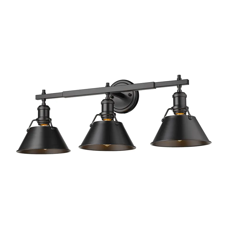 Yep by Golden Lighting Orwell 3-light Vanity in Matte Black — Golden Lighting LED Wall Lights 100.0W 