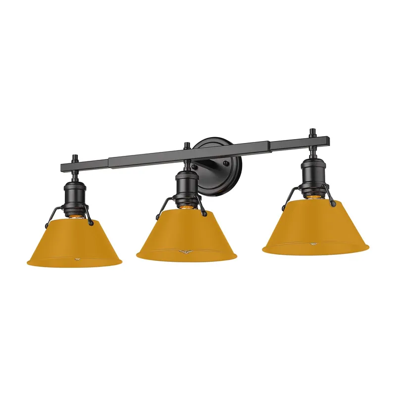 Yep by Golden Lighting Orwell 3-light Vanity in Matte Black and Auric Yellow shade — Golden Lighting LED Wall Lights  