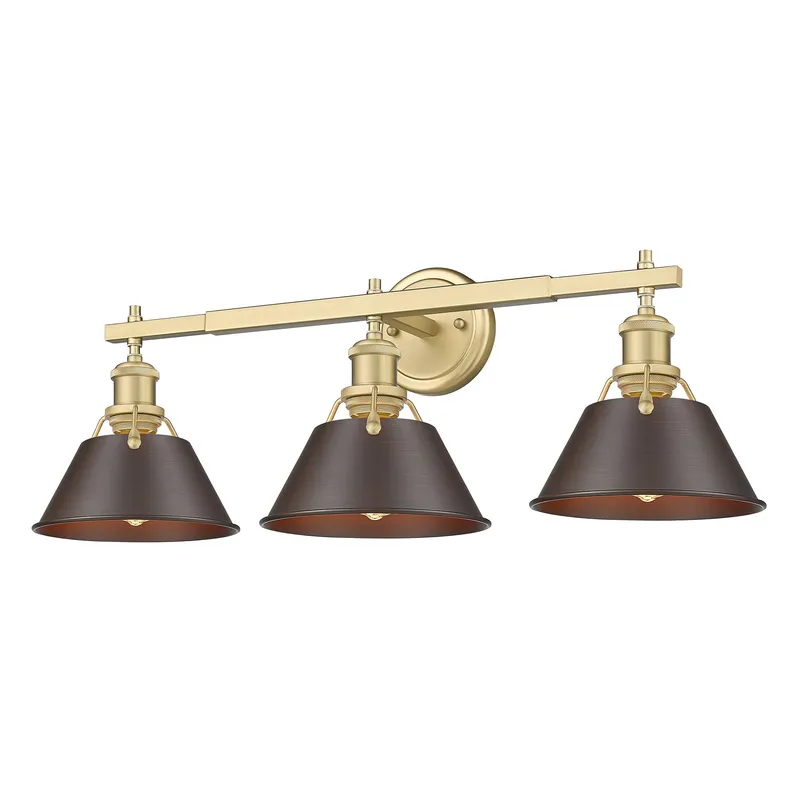 Yep by Golden Lighting Orwell 3-light Vanity in Brushed Champagne Brass and Rubbed Bronze shade — Golden Lighting LED Wall Lights  